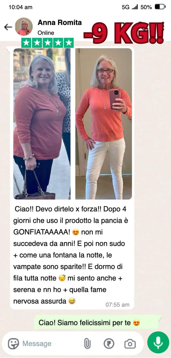 Prima e dopo la perdita di peso di Anna Romita di 9 kg.