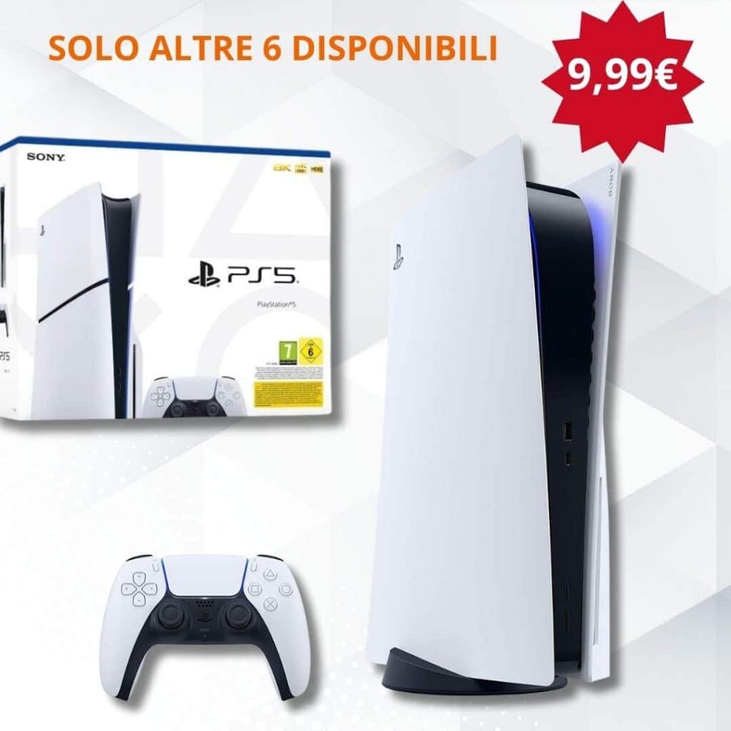 PlayStation 5 con controller e gioco in offerta a 9,99€.