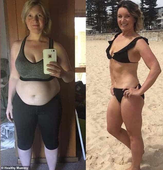 Donna prima e dopo la perdita di peso e tonificazione muscolare.