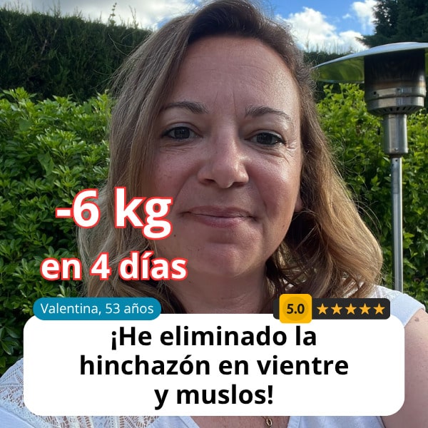 Donna felice con perdita di peso di 6 kg in 4 giorni.