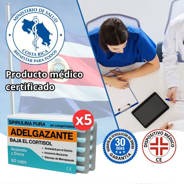 Suplemento de espirulina pura para adelgazar y reducir cortisol.